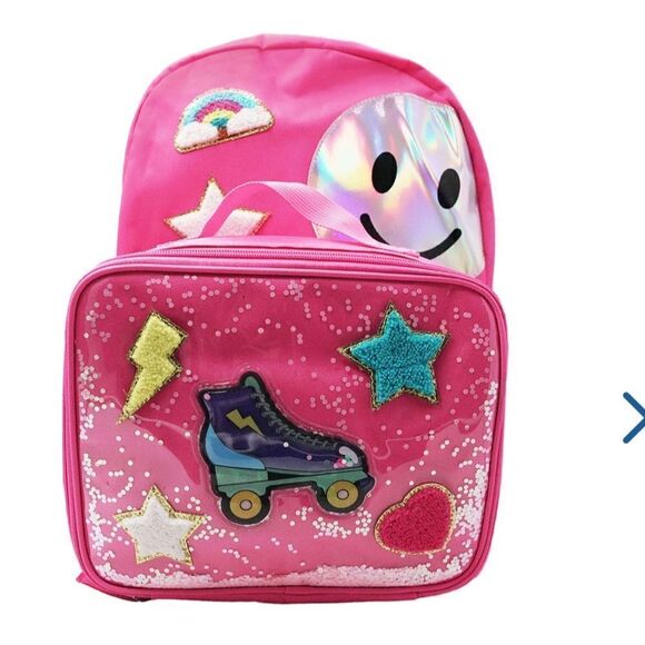 New NWT Office Depot Girls Pink Roller Skate School Backpack & Lunch Box Set - Picture 2 of 11